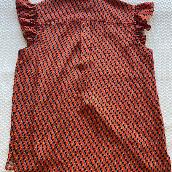 Juicy Couture Black Label printed fbutton up top with waist wrap/tie/bow medium - Picture 6 of 8